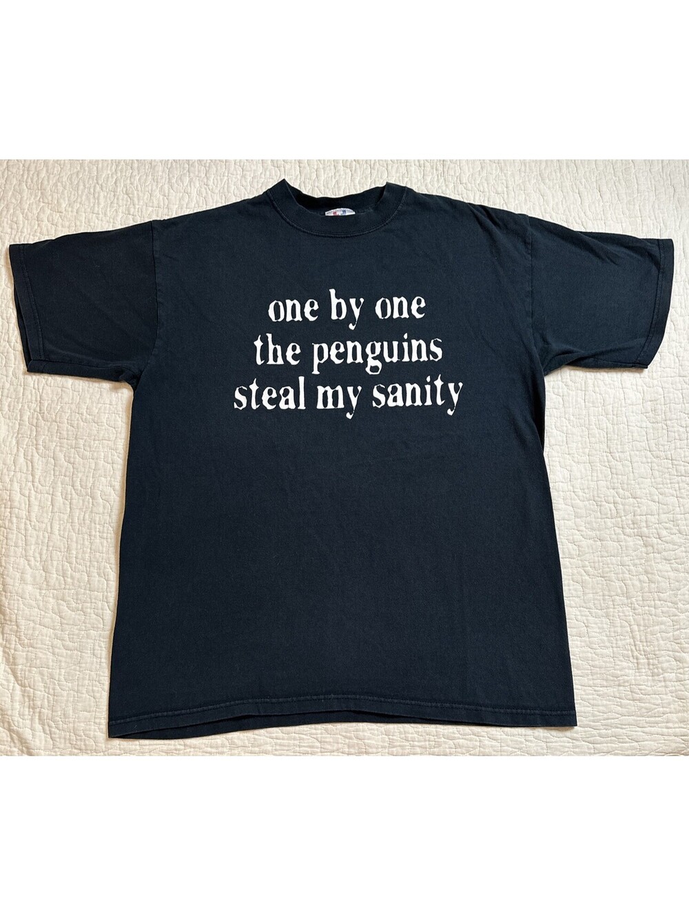 Vintage One By One The Penguins Steal My Sanity T-shirt Large Black